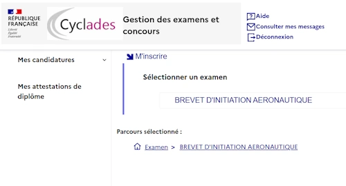 Inscription et épreuve de l'examen BIA sur Cyclades — QCM 6 modules