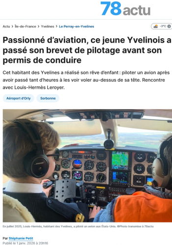 Article journal 78 actu Louis-Hermès BIA pilote de ligne élève France-BIA